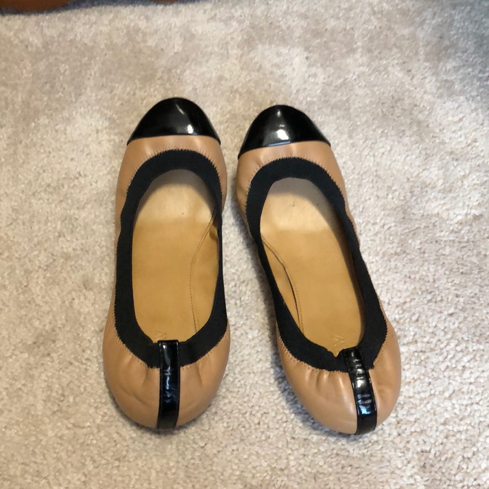 Black and Tan J. Crew flats.